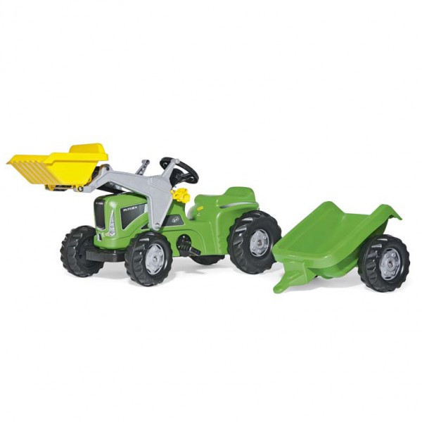 Traktor na pedale Rolly Toys Rolly Kid Futura sa prikolicom i utovarivačem zeleni 630035