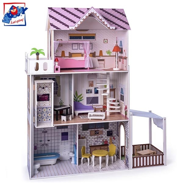 Woody Drvena Kućica za Lutke Barbie Pink Doll House Malibu 91331